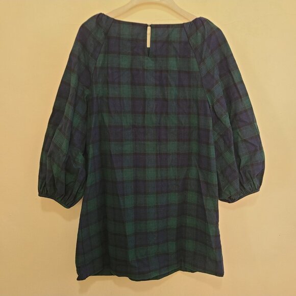 NWT Hill House Araminta Dress Tartan Green Blue Stewart Plaid Size M - Picture 2 of 9
